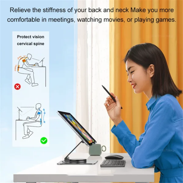 360° Rotating Tablet Stand for iPad Pro and More - Image 8