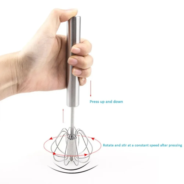 Semi-Automatic Stainless Steel Egg Beater - Image 4